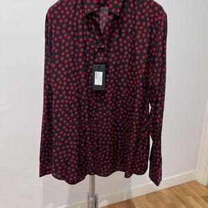 Saint Laurent Black and Red Polka Dot Shirt, new with tags